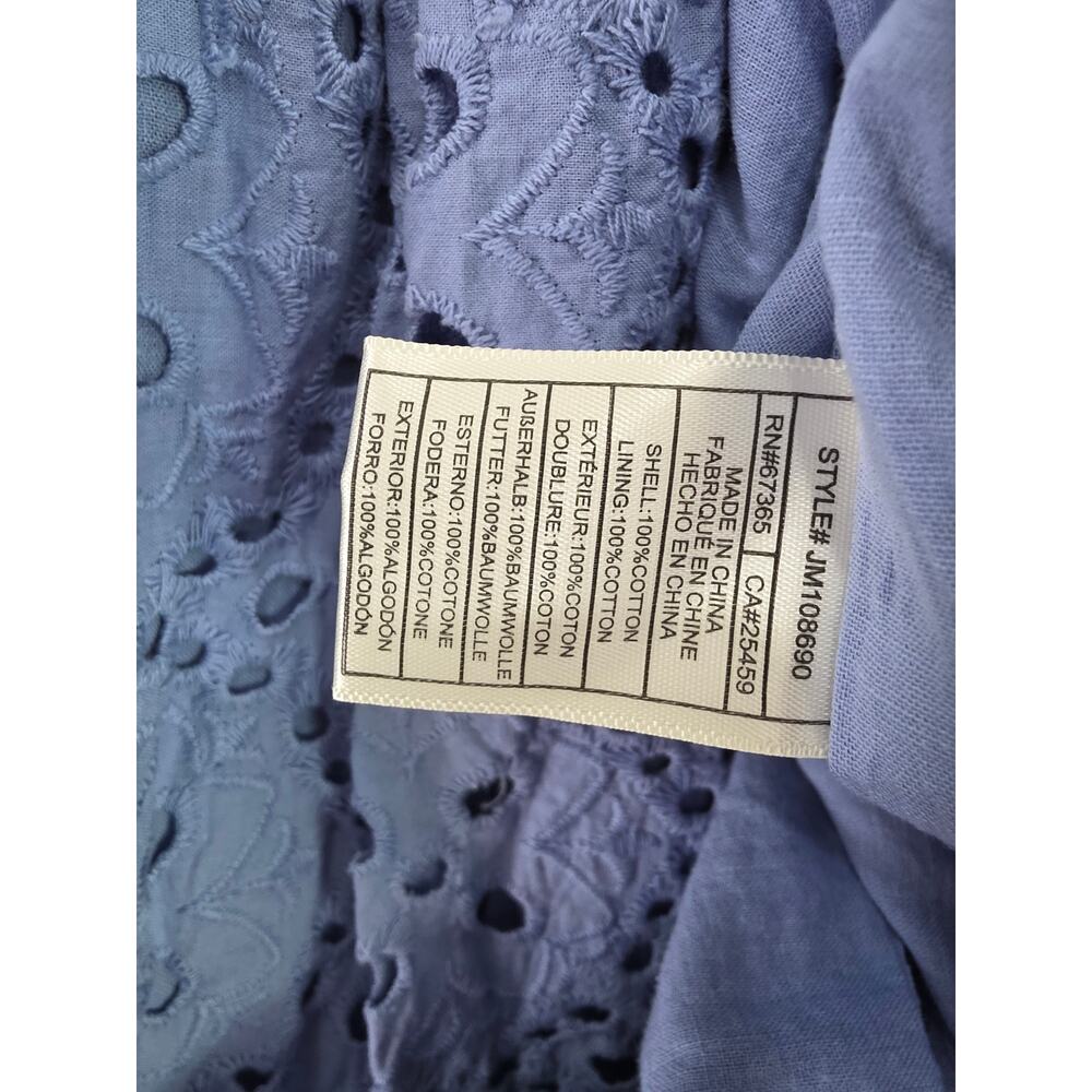 Betsey Johnson Eyelet Lace Mini Dress M Womens Blue Coquette Cottage Core V Neck - Picture 5 of 6